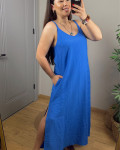 Aerobi Kumaş Askılı Elbise Mavi